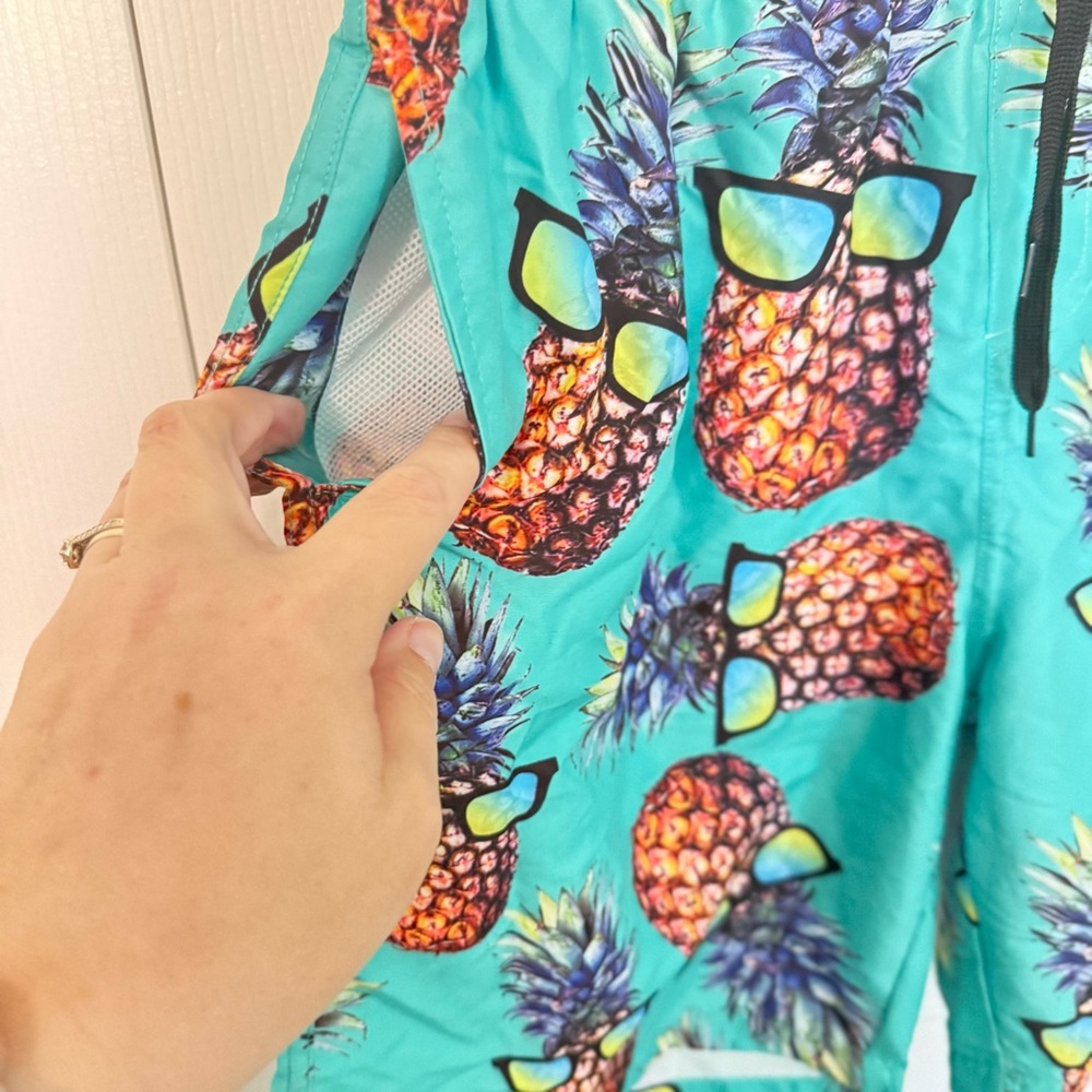 Vibrant Pineapple Print Swim Shorts in Large - Picture 2 of 4